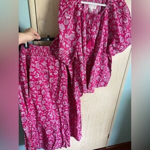 Brand new QVC Destination 365 Matching Pink Floral Blouse and Skirt Sz 2X